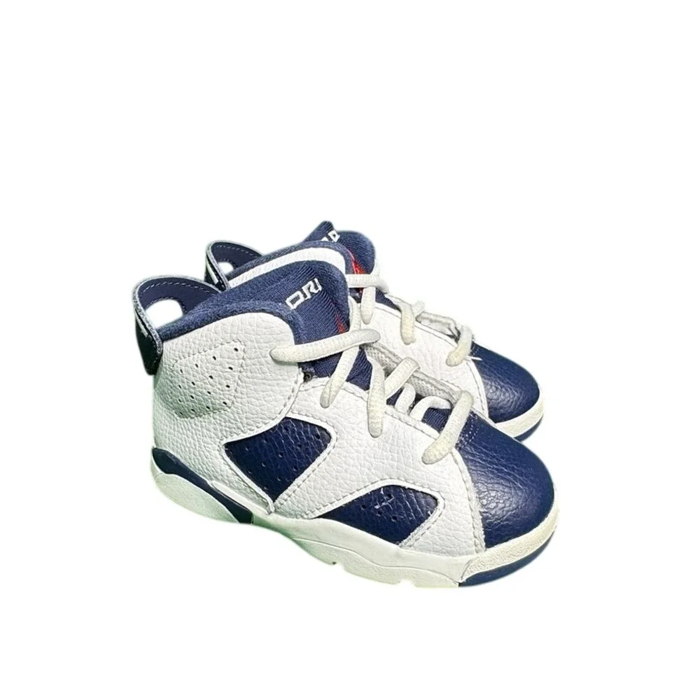 Jordan 6 Retro Olympic White Midnight Navy Varsity Red DV3606-164 Toddler 7C